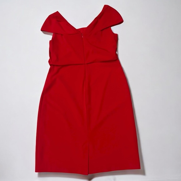 Elegant Lined Red Knot-Front Midi Dress Medium - Picture 11 of 11